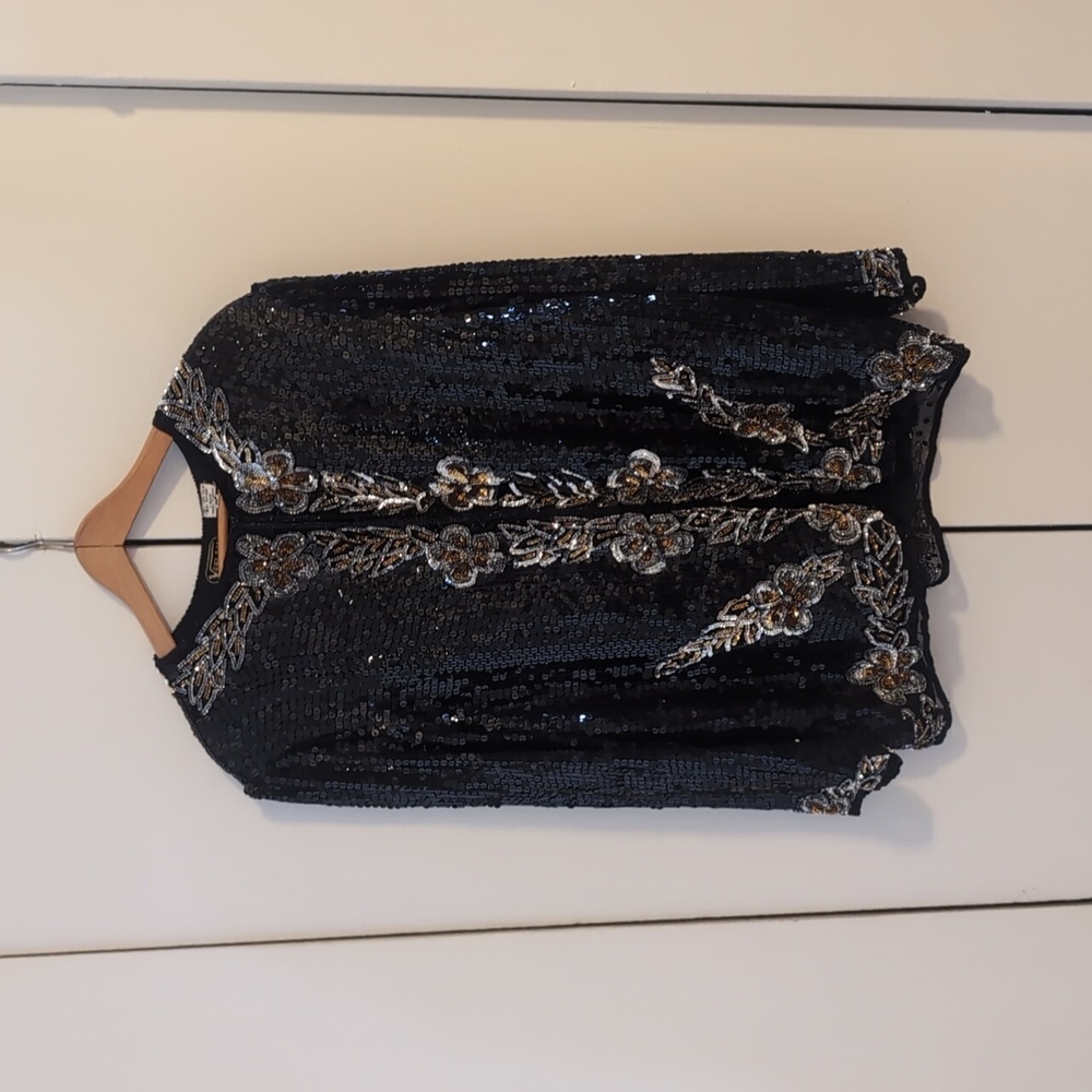 Veelam Silk Sequin Top Size M